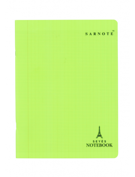 French Seyes Notebook 24x32 cm – 48 Sheets with Plastic Cover Green