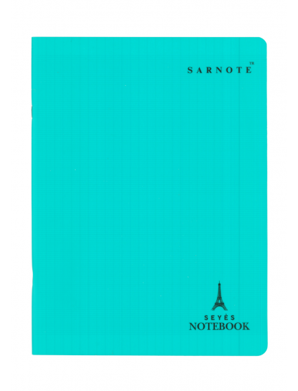 French Seyes Notebook 24x32 cm – 48 Sheets with Plastic Cover Turquoise