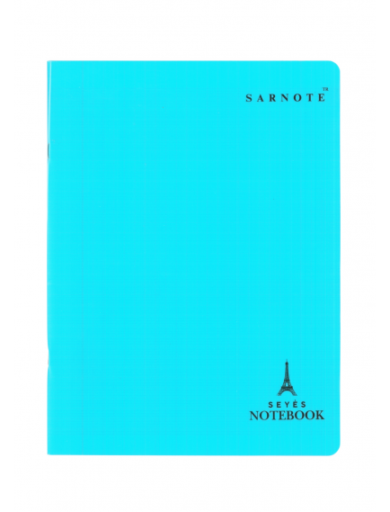 French Seyes Notebook 24x32 cm – 48 Sheets with Plastic Cover Blue