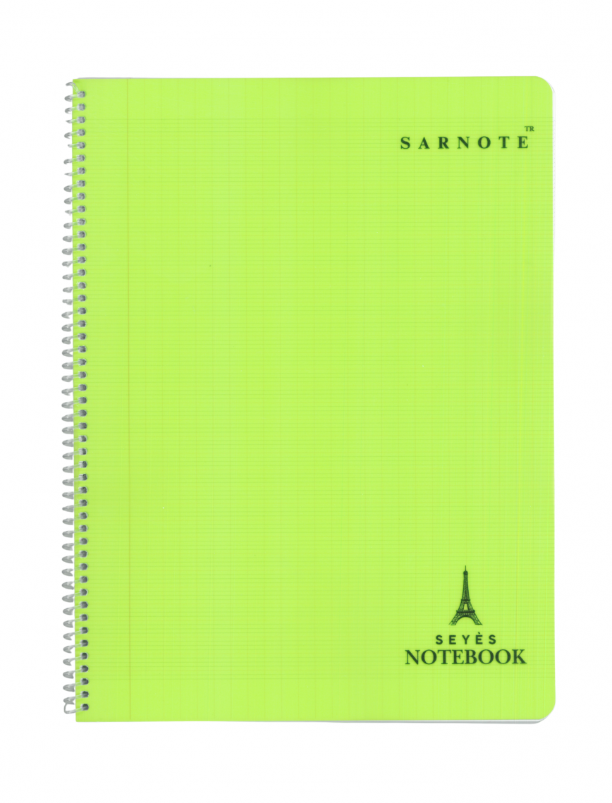 Seyes Defter 24x32cm 60 Yaprak Spiralli PP Kapak Yeşil