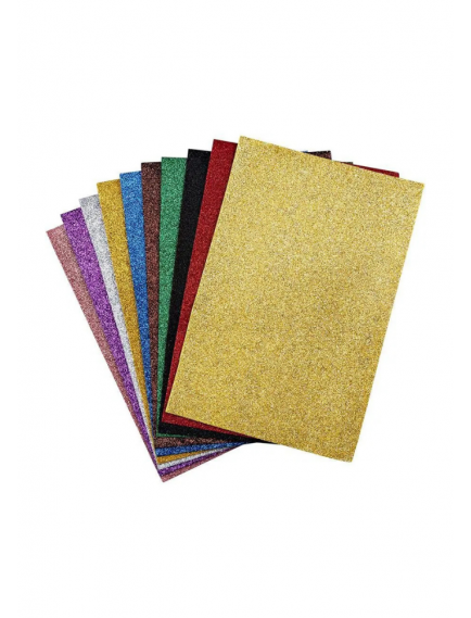 Eva A4 Simli Yapışkanlı Renkli Karışık 10’lu Paket Eva A4 Simli Yapışkanlı Renkli Karışık 10’lu Paket