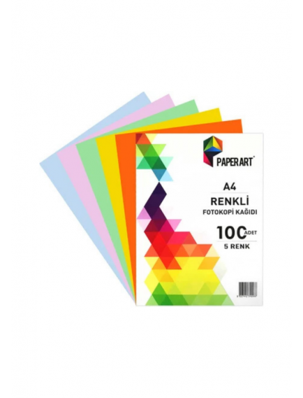 Paper Art A4 Renkli Fotokopi Kağıdı 100’lü 5 Renk Paper Art A4 Renkli Fotokopi Kağıdı 100’lü 5 Renk