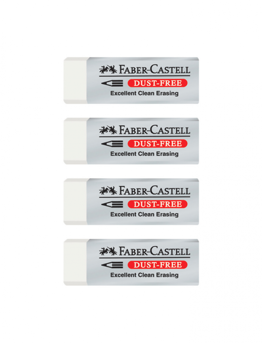 Faber-Castell Dust Free Large White Eraser 4-Pack 