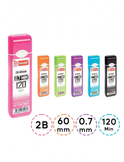 Mikro 0.7 mm 2B Pencil Lead Pack of 120 Mikro 0.7 mm 2B Pencil Lead Pack of 120