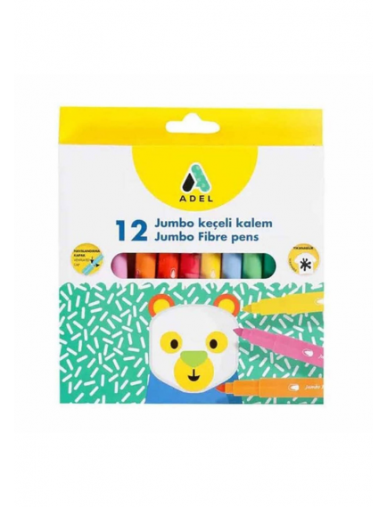 ADEL Jumbo Felt-Tip Pens 12 Colors ADEL Jumbo Felt-Tip Pens 12 Colors