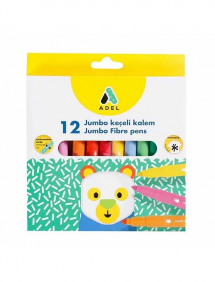 ADEL Jumbo Felt-Tip Pens 12 Colors ADEL Jumbo Felt-Tip Pens 12 Colors