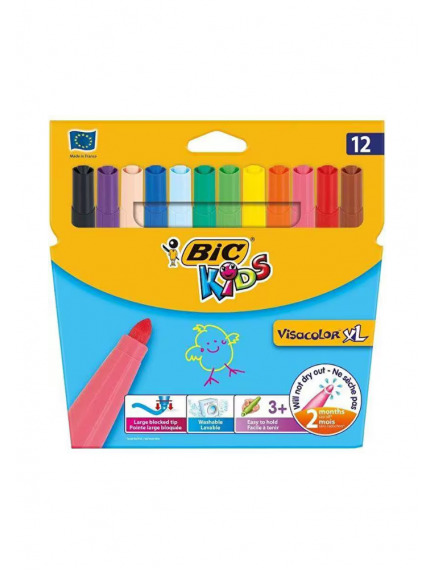 BIC Visa Jumbo Keçeli Boya Kalemi 12 Renk