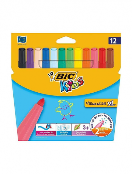 BIC Visa Jumbo Felt-Tip Pens 12 Colors BIC Visa Jumbo Felt-Tip Pens 12 Colors
