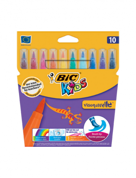 BIC Visa Fırça Uç Keçeli Boya Kalemi 10 Renk BIC Visa Fırça Uç Keçeli Boya Kalemi 10 Renk