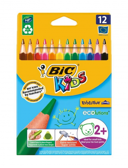 Bic Evolution 12 Triangular Jumbo Colored Pencils