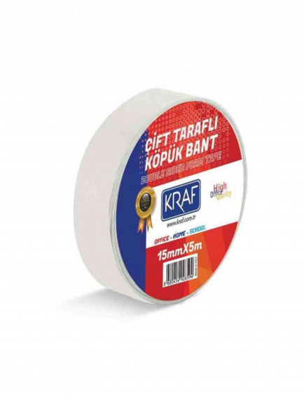 KRAF Çift Taraflı Bant 15mm x 5m KRAF Çift Taraflı Bant 15mm x 5m