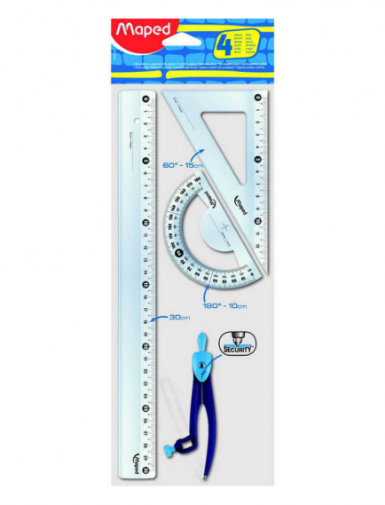 Maped Compass Ruler Set 30 cm (4 Pieces)