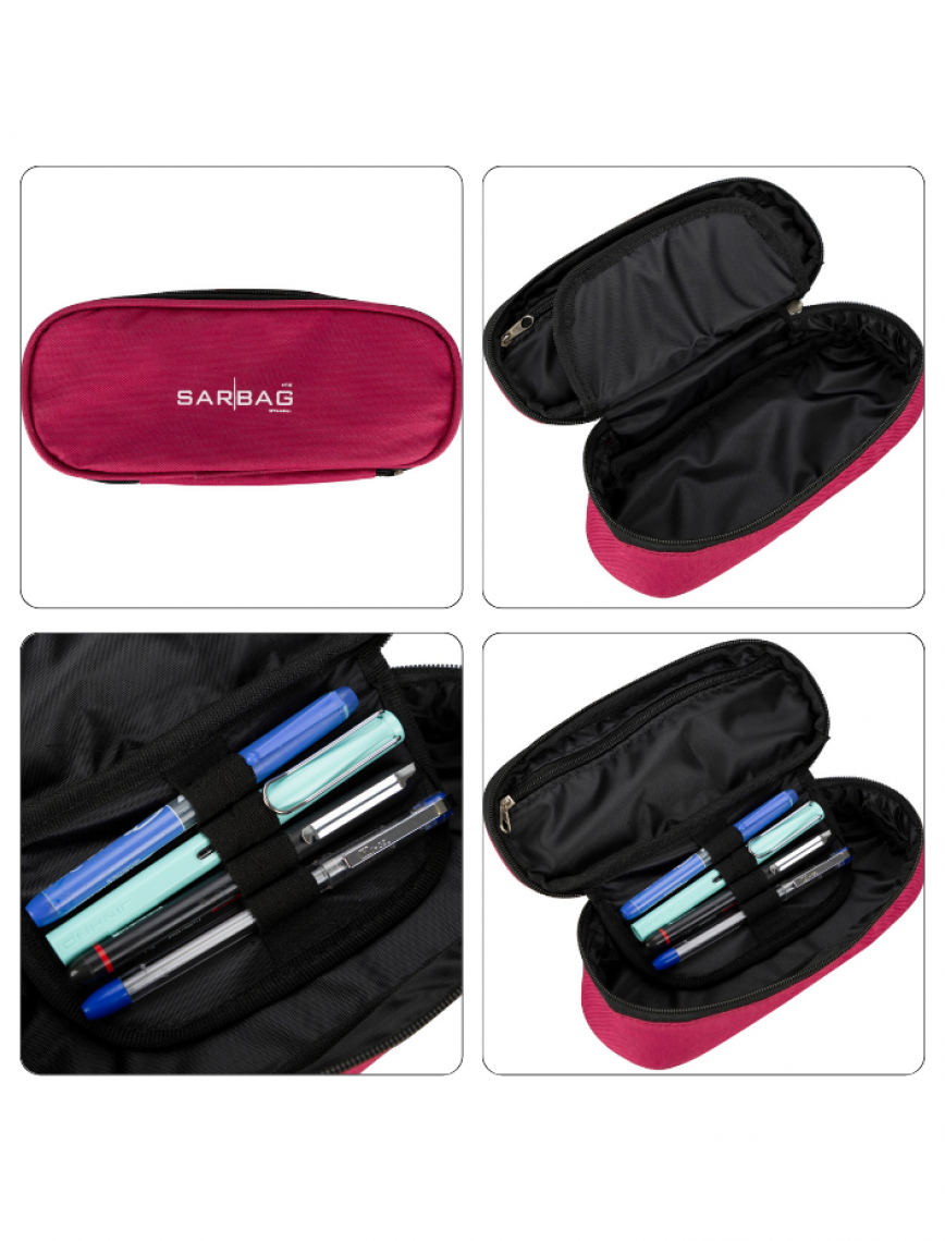 SARBAG Oval Single Tribe Vişne Pencil Case SARBAG Oval Single Tribe Vişne Pencil Case