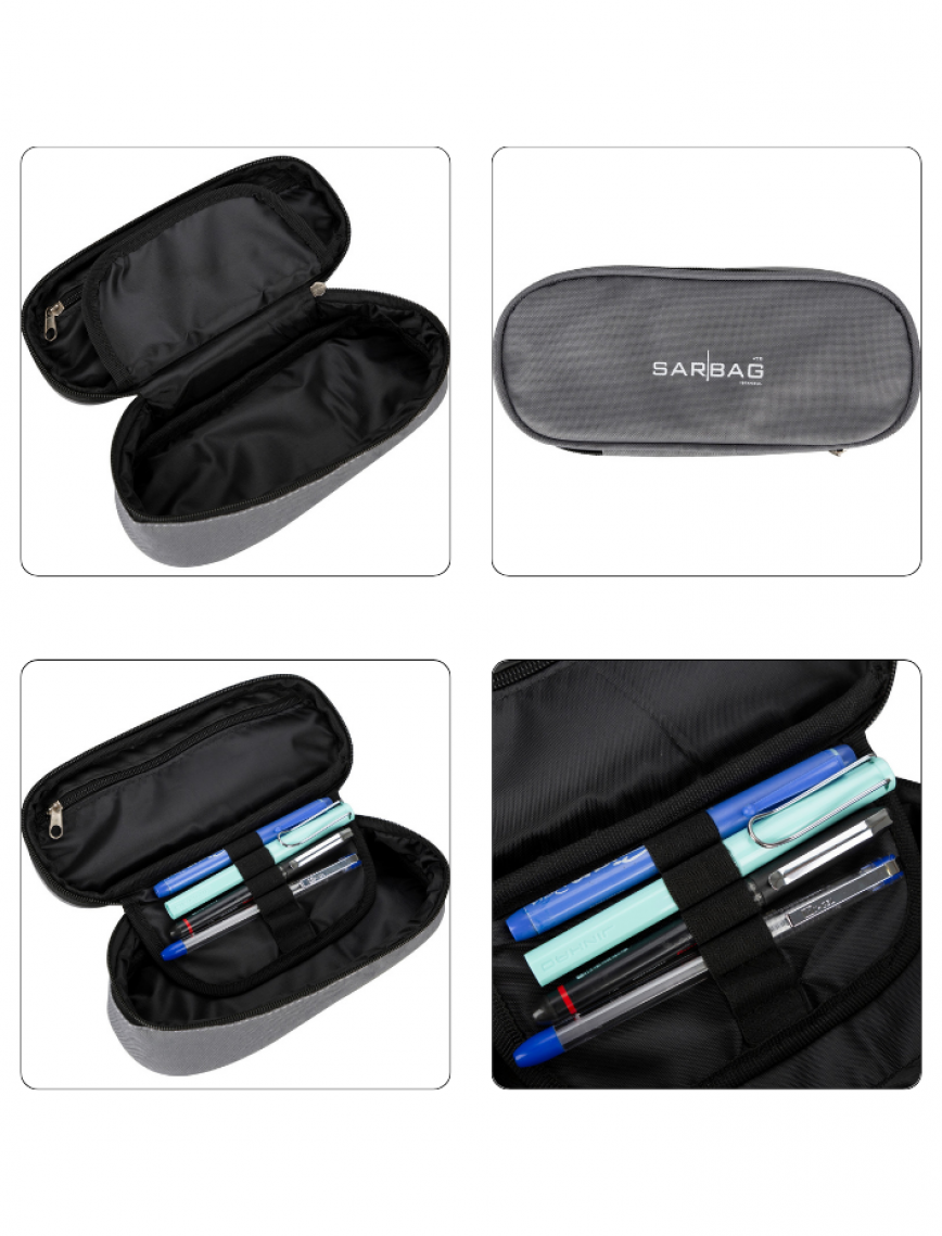 SARBAG Oval Single Tribe Gri Pencil Case SARBAG Oval Single Tribe Gri Pencil Case