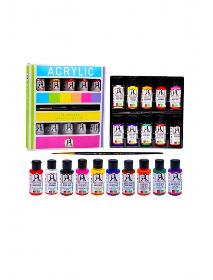 Südor ML122 Acrylic Paint Set 10 Colors + Brush 