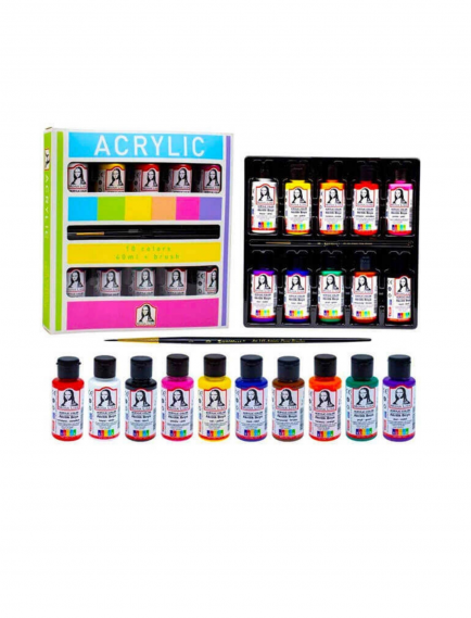 Südor ML122 Acrylic Paint Set 10 Colors + Brush 